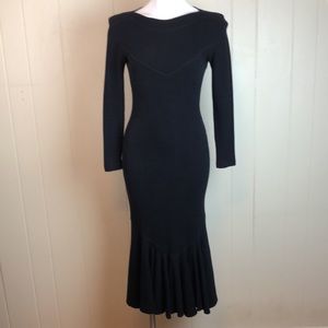 Vintage 70s 80s Pin Up Knit Sweater Dress Small Fitted Party